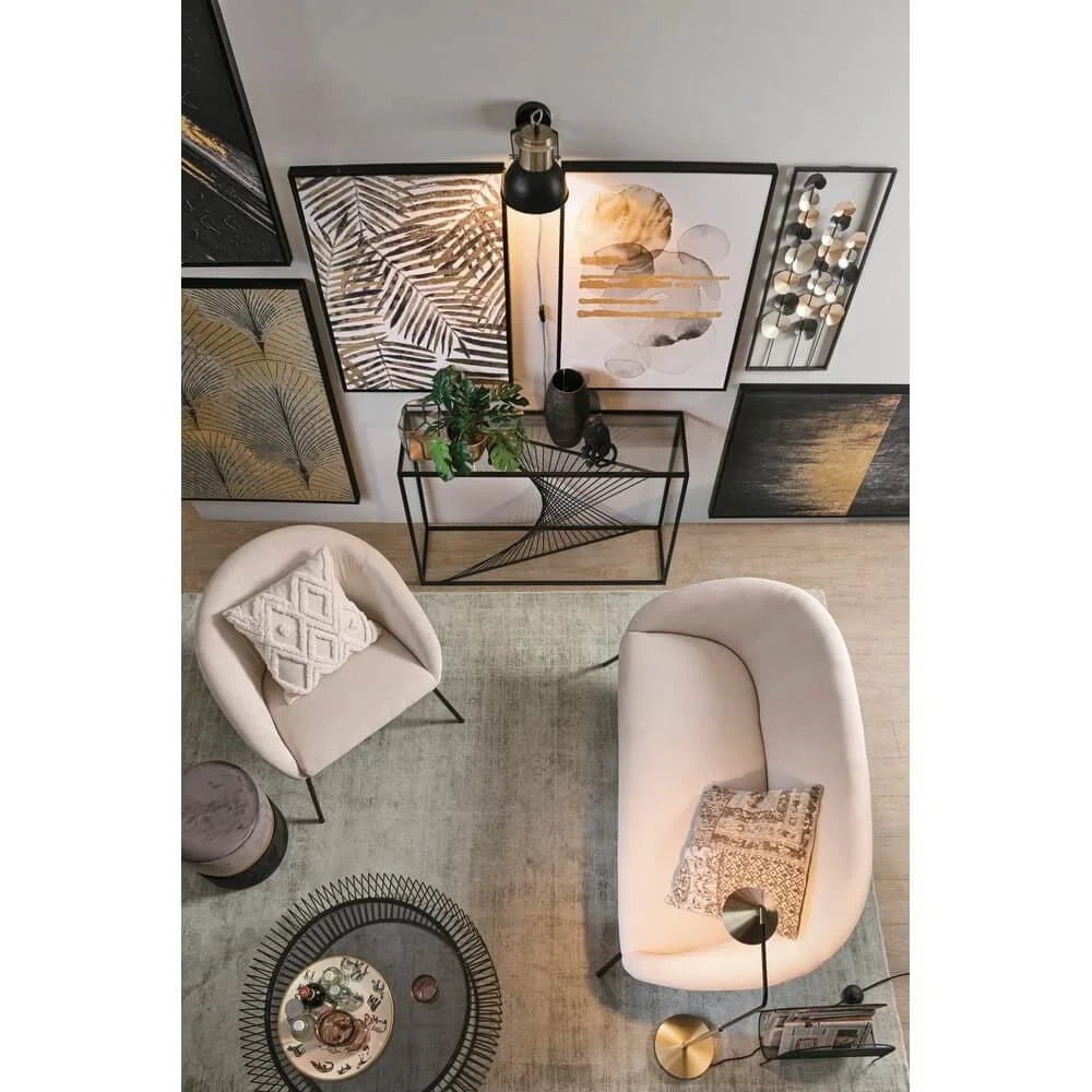 Set da 2 Pouf Rotondi in Velluto con Contenitore Polly Grigio e Nero