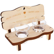 Set da toast con 2 bicchieri e base in legno, design classico, trasparente