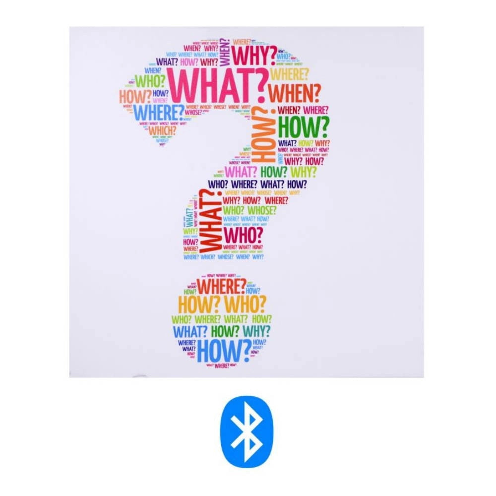 Quadro Bluetooth con stampa punto interrogativo multicolor