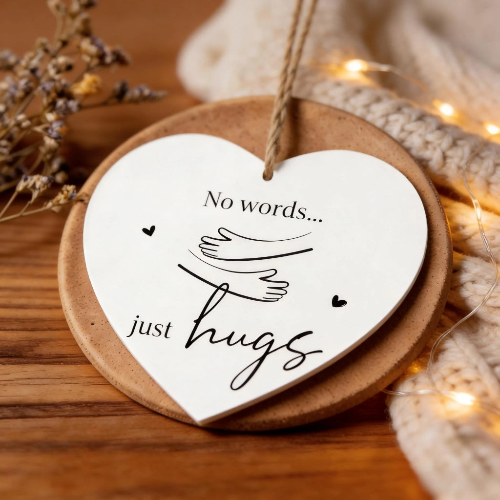 Regalo commemorativo in acrilico "Abbraccio", dimensioni 7,3 x 6,8 cm
