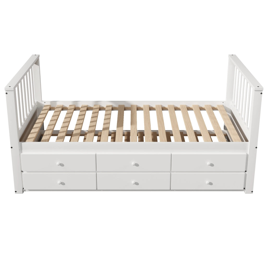 Letto singolo bianco 90x200 cm con estraibile e 3 cassetti