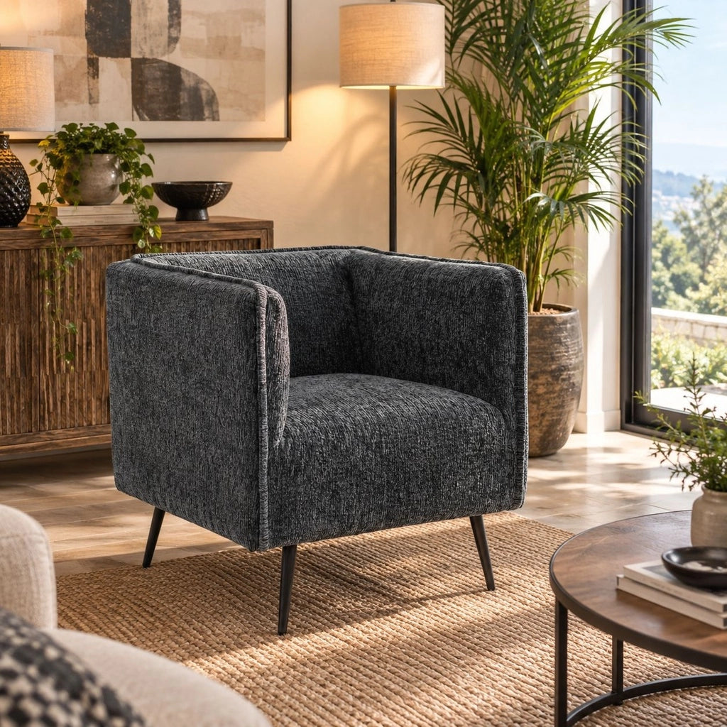 Poltrona in tessuto grigio 71,5x73x82h cm