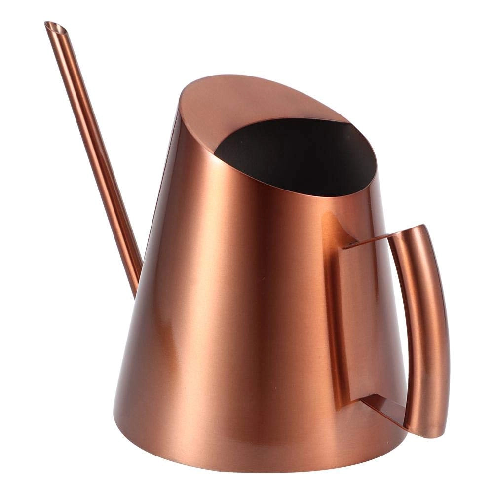 Piccola annaffiatoio in acciaio inossidabile spazzolato, 1500 ml, color rosa oro, con beccuccio lungo