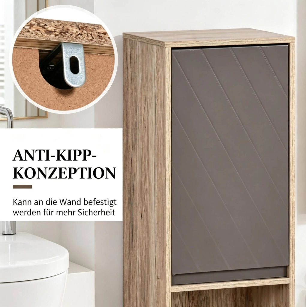 Mobile alto da bagno salvaspazio grigio e rovere, 30 x 24 x 170 cm