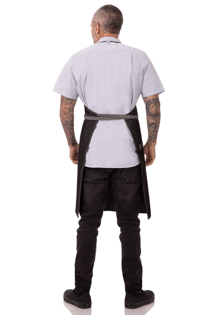 Grembiule con scollo rotondo, nero, 100% cotone, regolabile