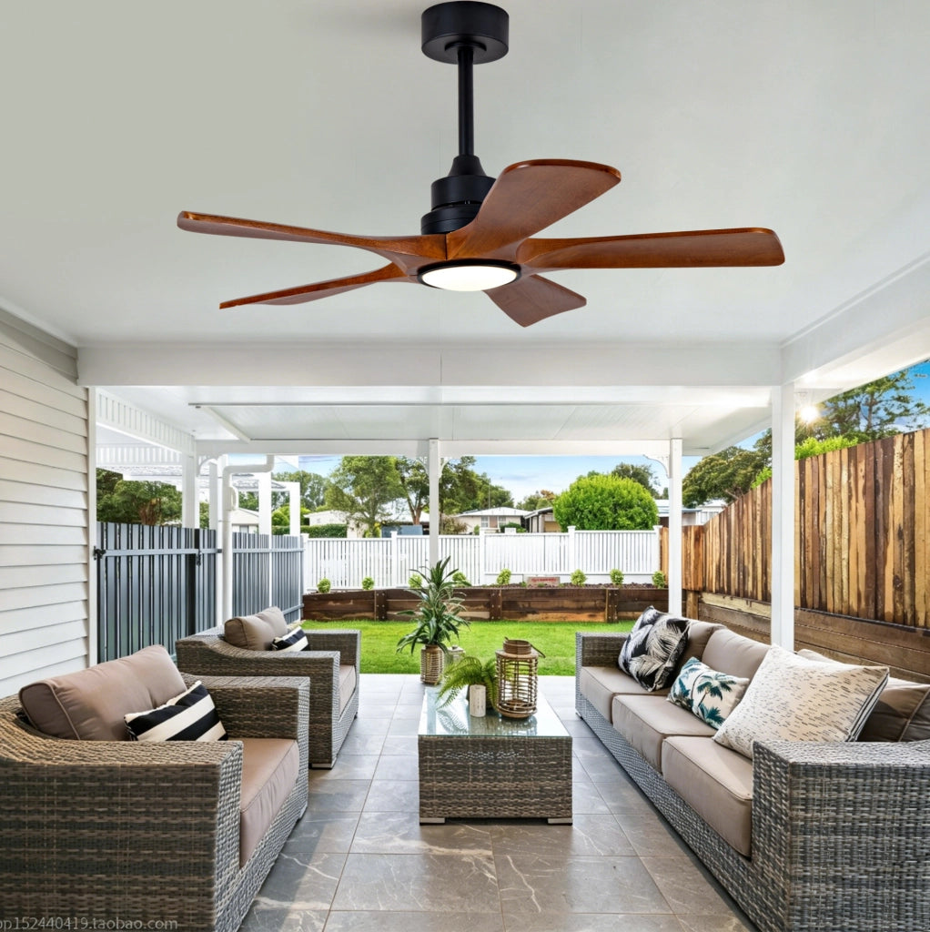 Ventilatore da soffitto 42 pollici con luce e telecomando, noce e nero
