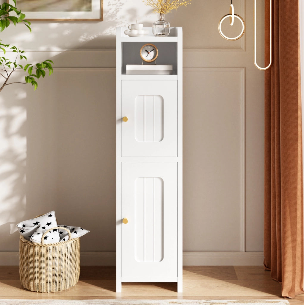 Mobiletto multiuso stretto bianco 20 × 20 × 80 cm con ripiano regolabile