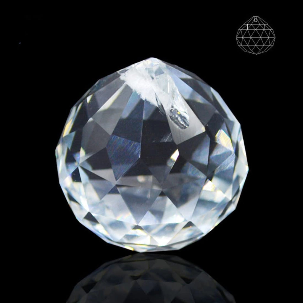 Sfera di cristallo prismatica, appendente, 30 mm, confezione da 10 pezzi, trasparente