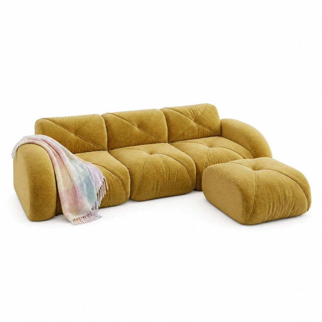 DIVANO Modulare 281x171x76 cm in Chenille Giallo