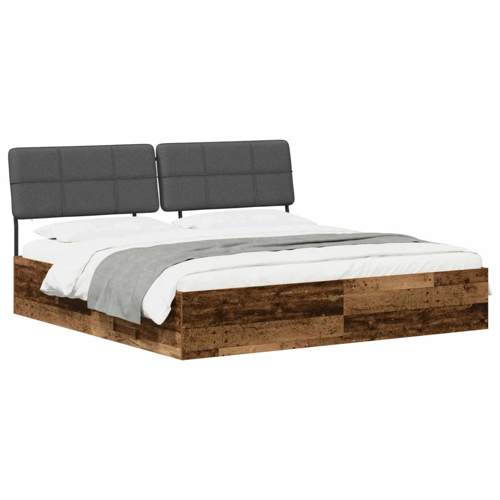 Letto matrimoniale con testiera Legno vecchio e grigio scuro 3440364