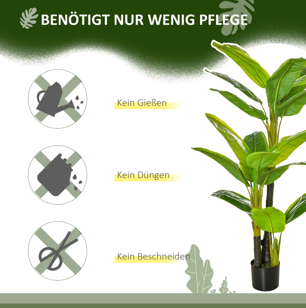 PIANTA ARTIFICIALE di banano 150 cm verde con vaso nero per interni ed esterni