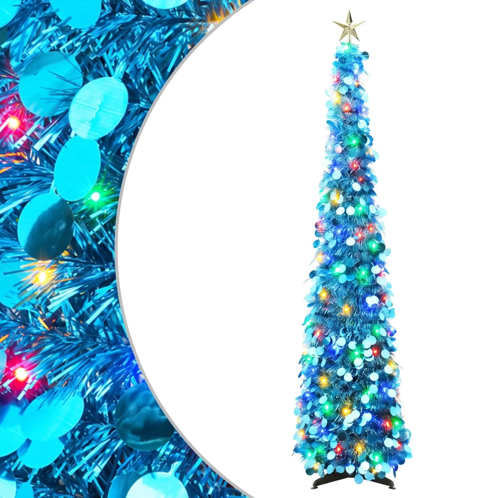 Albero di Natale LED pop-up con stella 150 cm 50 LED PET Blu 42055467