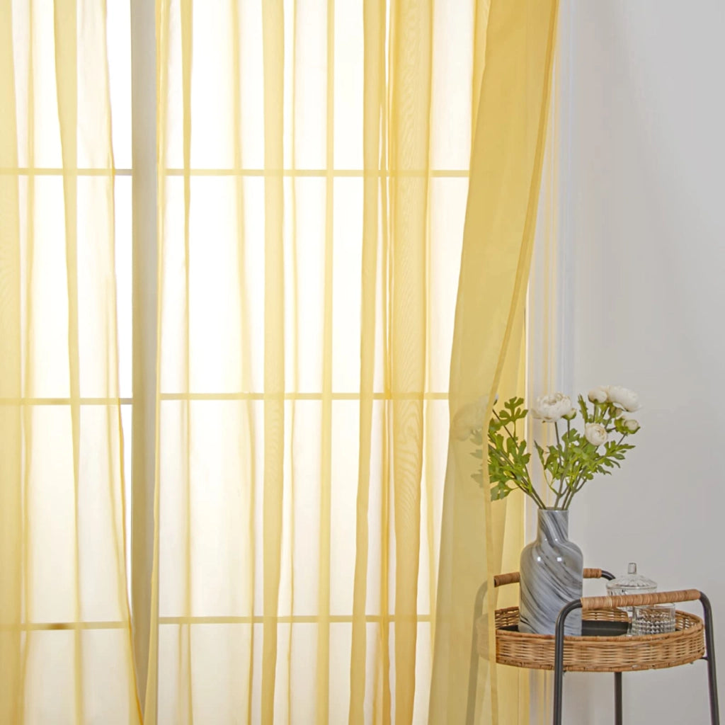 Tende a rullo, con passanti, colore giallo, 140x144 cm, 2 pannelli