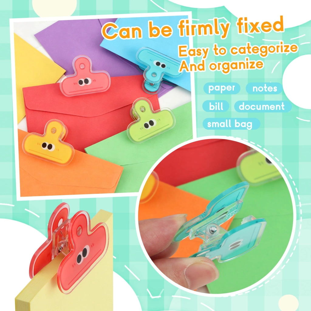 8 clip in plastica colorati, multifunzionali per ufficio e scuola