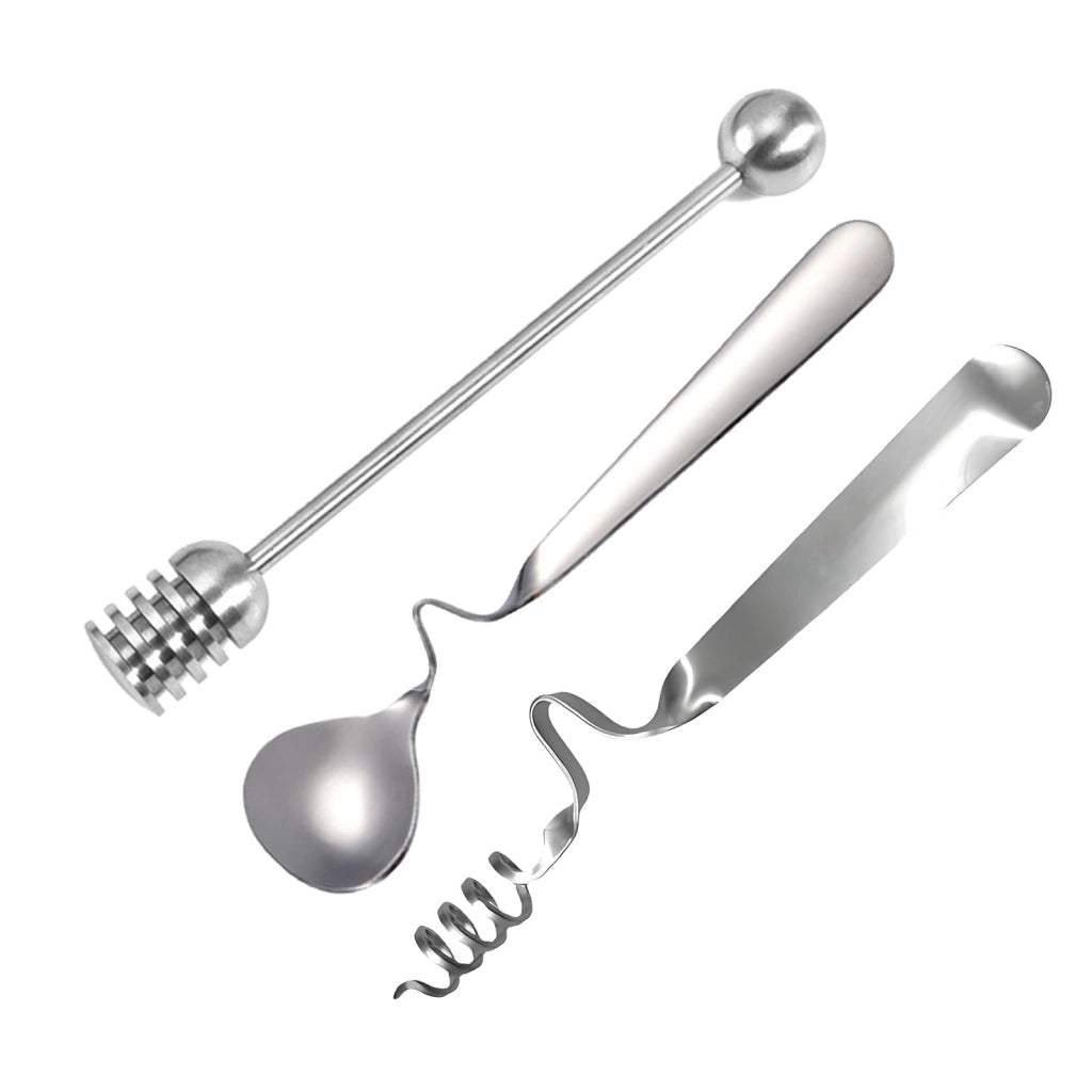 Set di 3 cucchiai in acciaio inossidabile per marmellata e miele