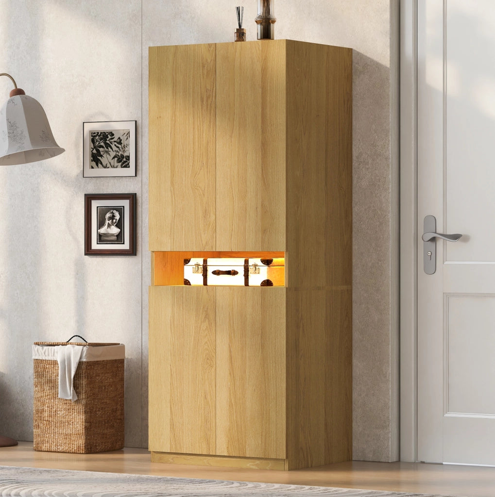 Armadio a due ante con vano illuminato a LED, 70 × 55 × 180 cm