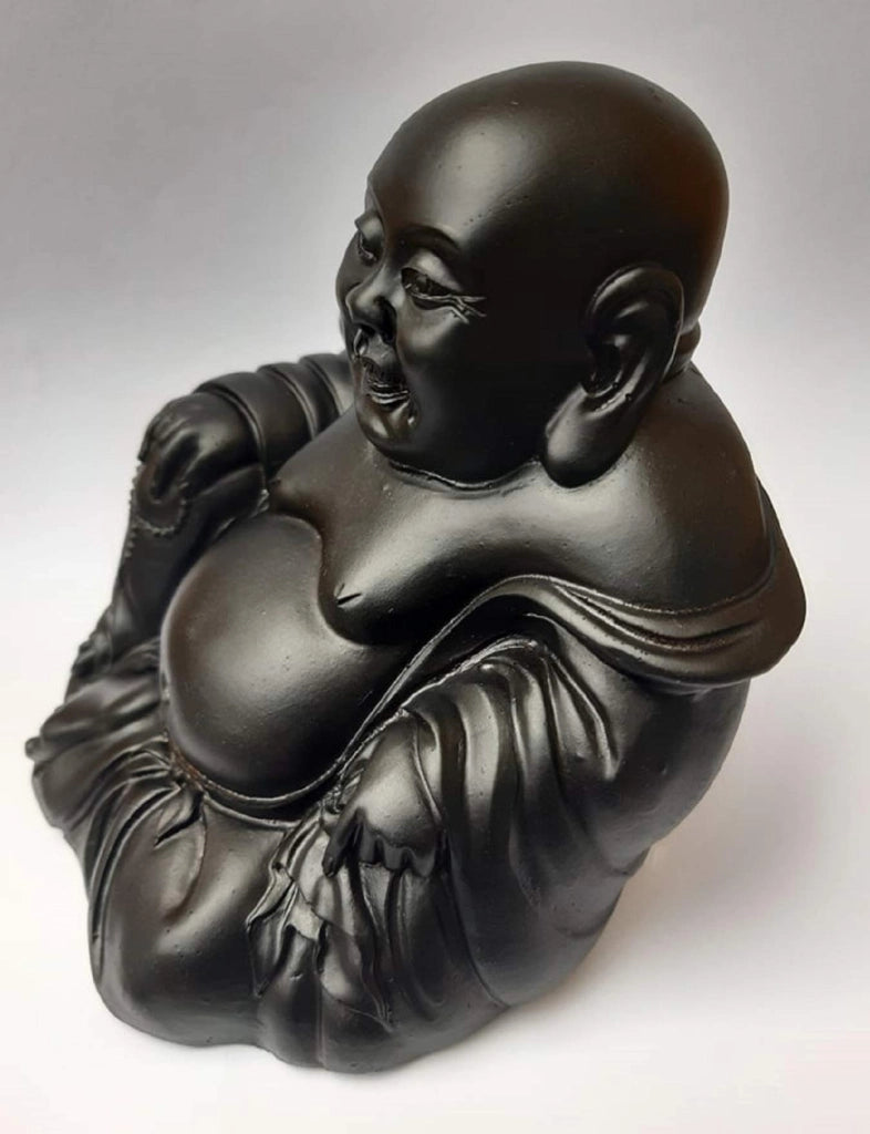 Buddha sorridente, portafortuna, dipinto a mano, resina, altezza 10,4 cm