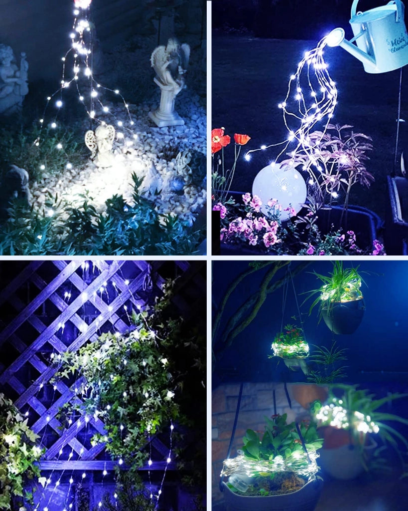 Catena luminosa da 1 metro, 100 LED, luce bianca fredda, alimentazione a batteria, con telecomando