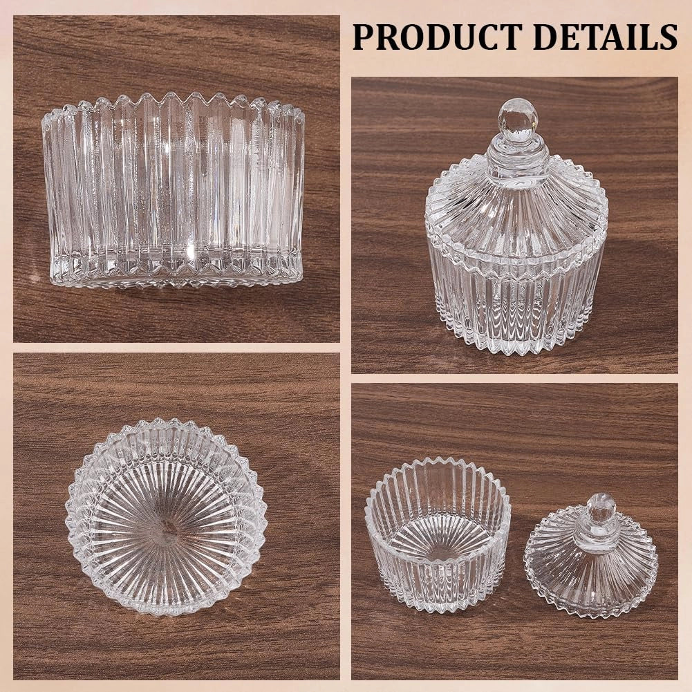 Contenitore per caramelle in vetro, 9x6,5 cm, con coperchio, design vintage