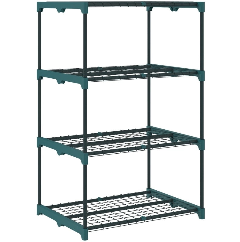 Portapiante a 4 ripiani in acciaio e plastica, verde scuro, 67 x 49 x 105 cm