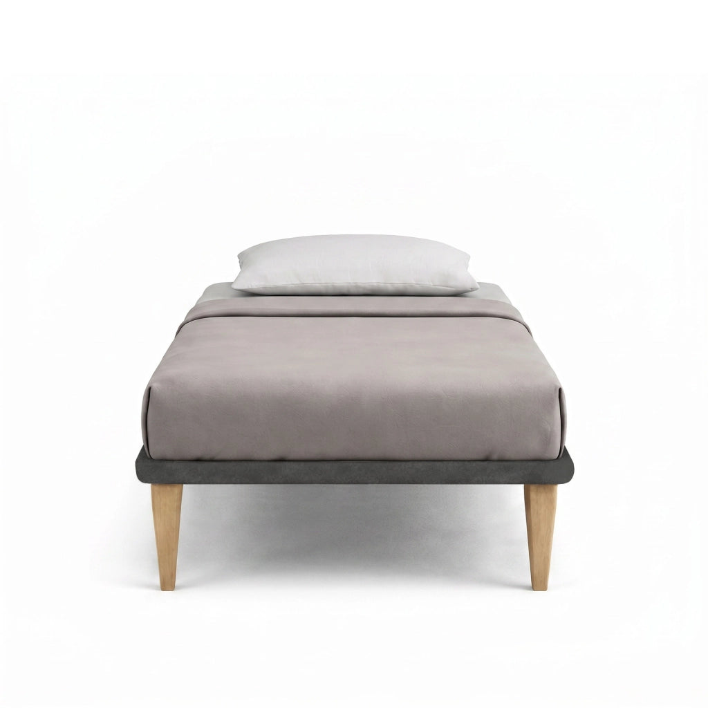 Letto 1 Piazza e Mezza con Rete Rivestita 120x190 cm Microfibra Grigio Tessis