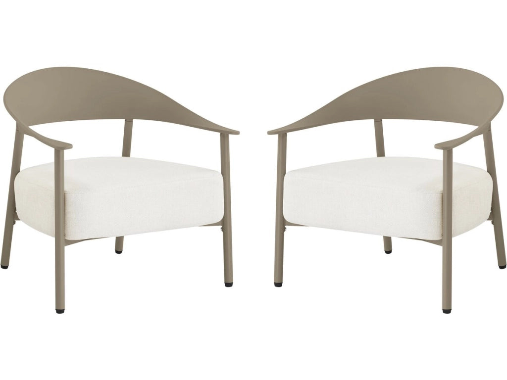 Set di 2 poltrone da giardino in plastica e metallo "Céora" - Colore taupe