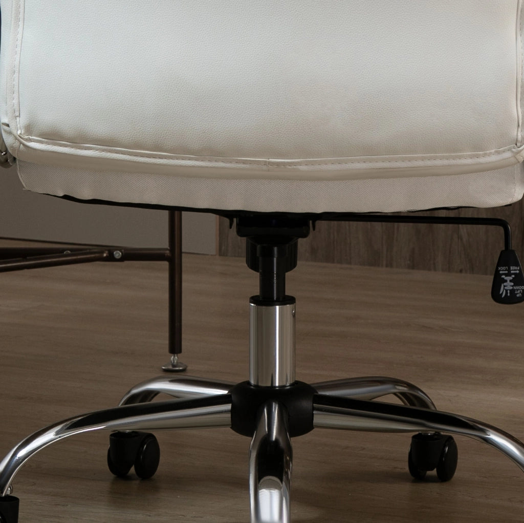 Sedia da ufficio ergonomica 66x69x121 cm in similpelle bianca, regolabile e girevole