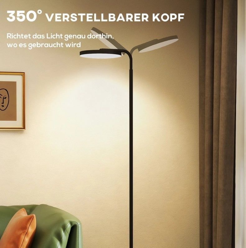 Lampada da terra LED 30 W con telecomando magnetico e testa orientabile, nera