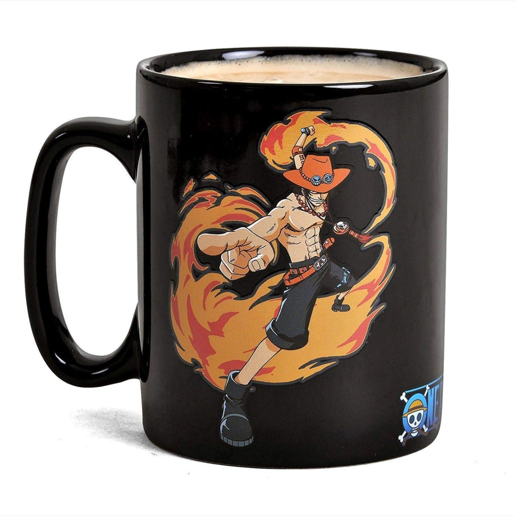 Tazza termocromatica One Piece, 460 ml, con i personaggi Ruffy e Ace