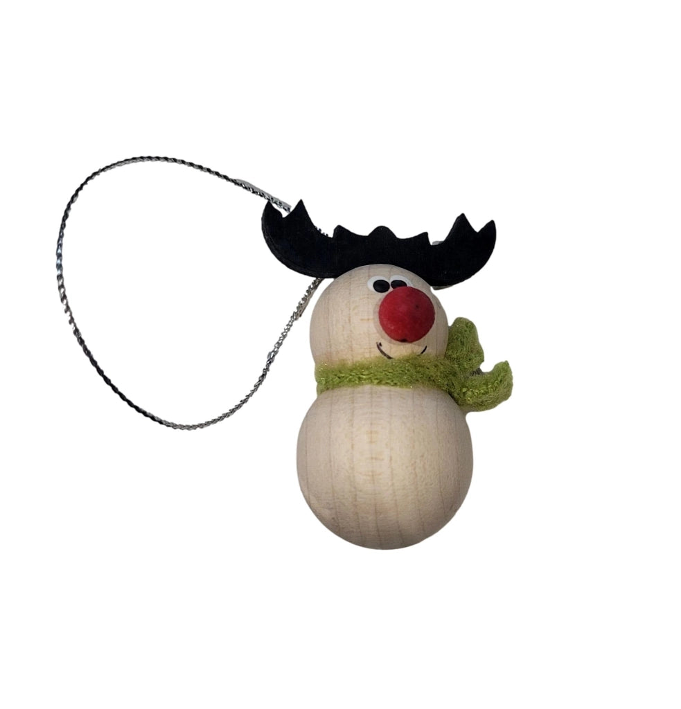 Set di 5 decorazioni natalizie per albero, renna in legno, 6 cm