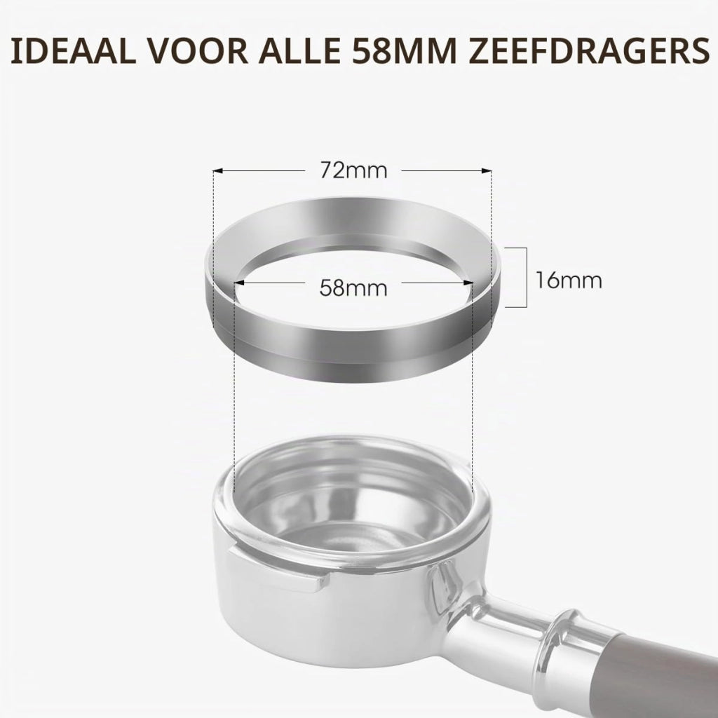 Dosatore per caffè, 58 mm, con imbuto magnetico, in alluminio