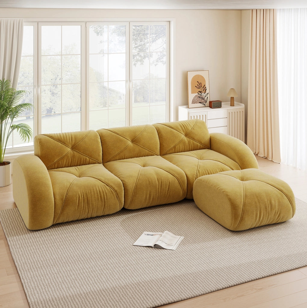 DIVANO Modulare 281x171x76 cm in Chenille Giallo