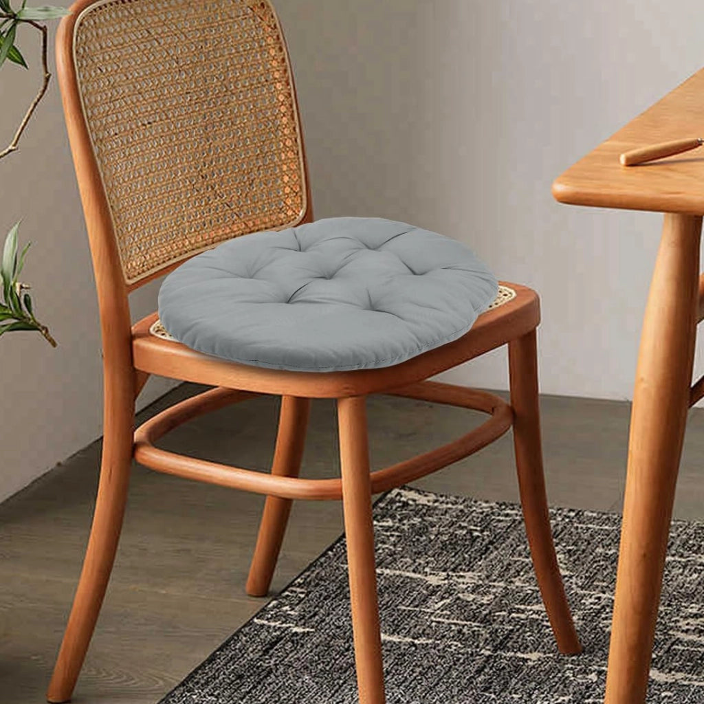 Cuscini da seduta rotondi, diametro 40 cm, set da 4, colore grigio, con lacci di fissaggio