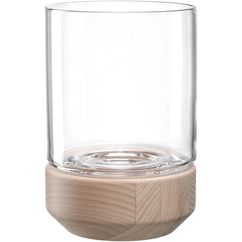 Lanterna in vetro e legno, color beige, 20,9 cm, confezione singola
