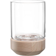 Lanterna in vetro e legno, color beige, 20,9 cm, confezione singola