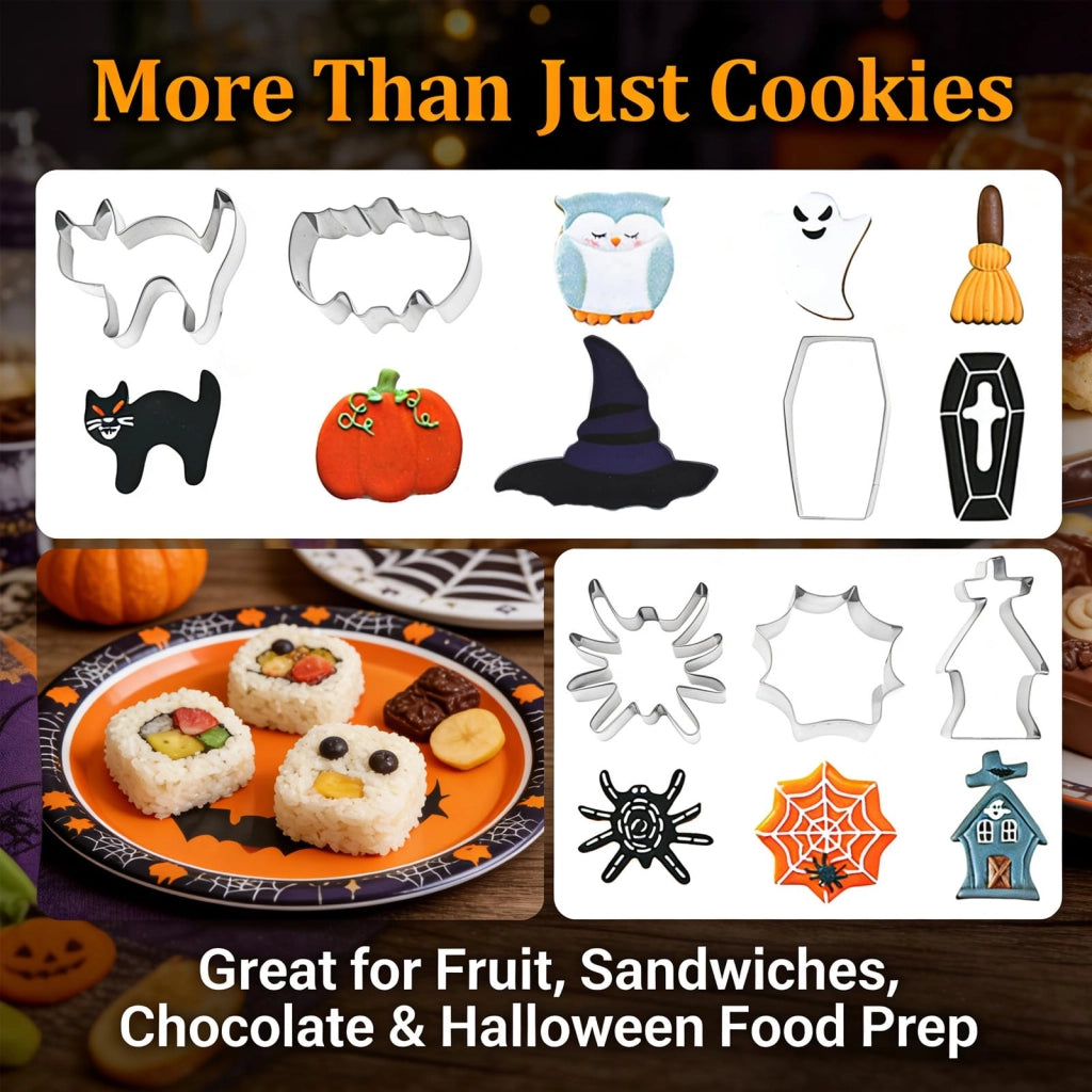 12 stampini per biscotti a tema Halloween, in acciaio inossidabile, di dimensioni da 4 a 9 cm