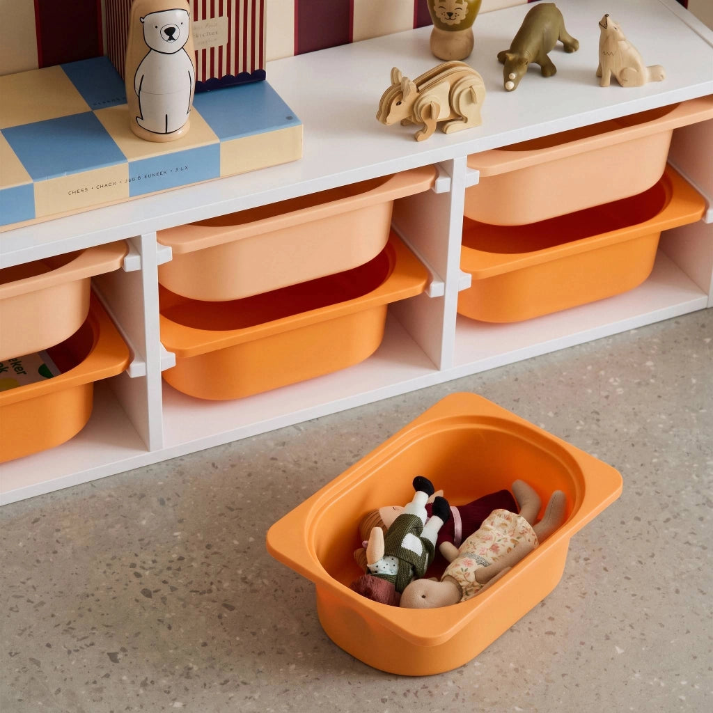 Mobile per bambini con 6 contenitori colorati, arancione