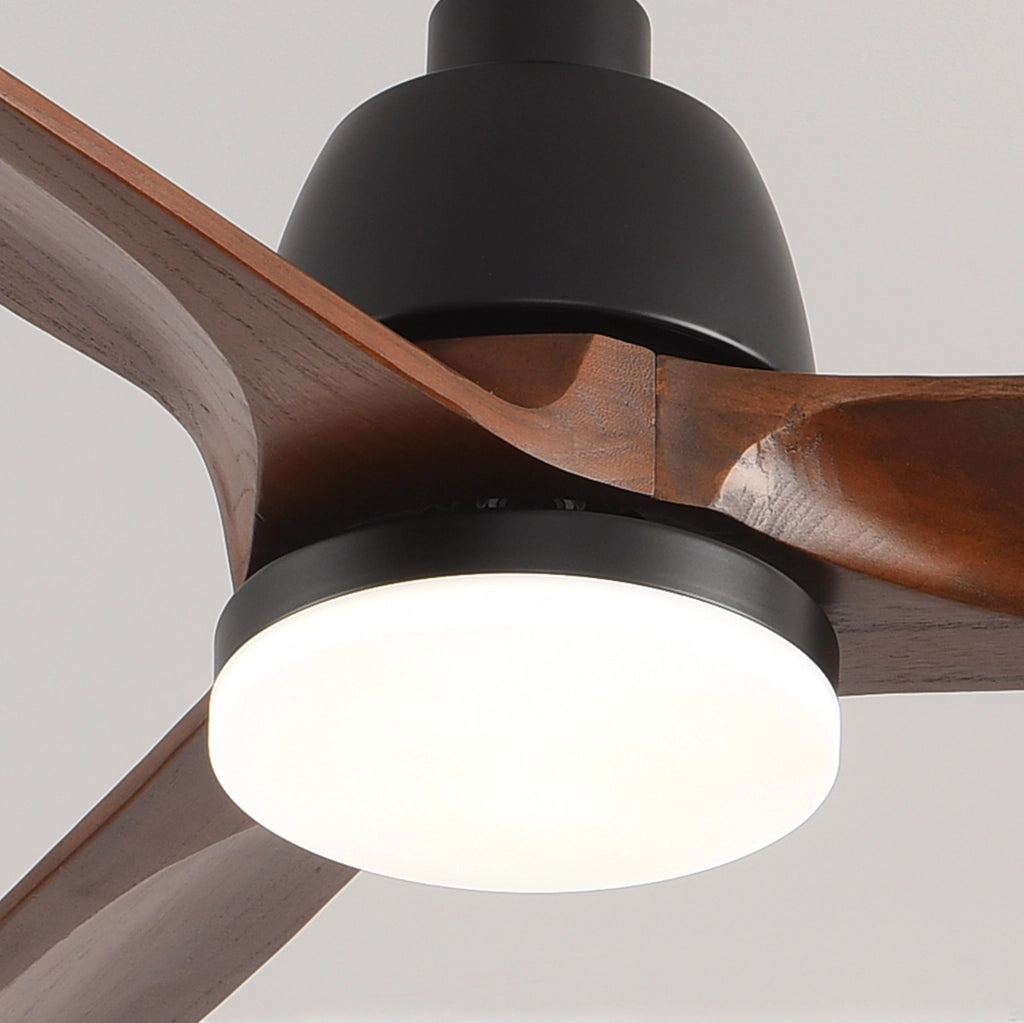 Ventilatore da soffitto 52 pollici con LED dimmerabile 3CCT; telecomando; legno e metallo