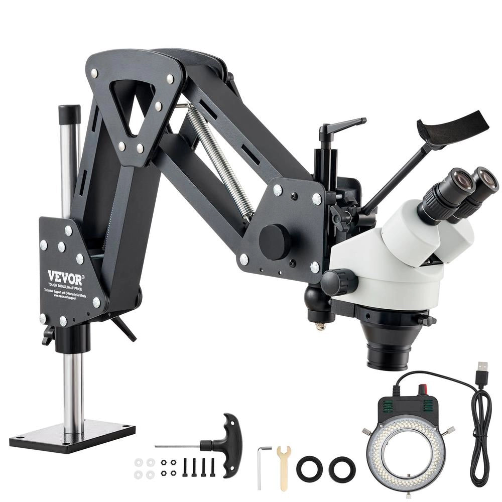 Microscopio per Gioielli JH-1A Ingrandimento 7X-45X con Staffa a Molla Regolabile e Luce LED USB per Oreficeria e Fai da Te
