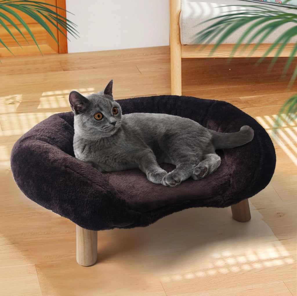 Divanetto per gatto 50 x 40 x 12,5 cm poliestere marrone scuro, compatto e silenzioso