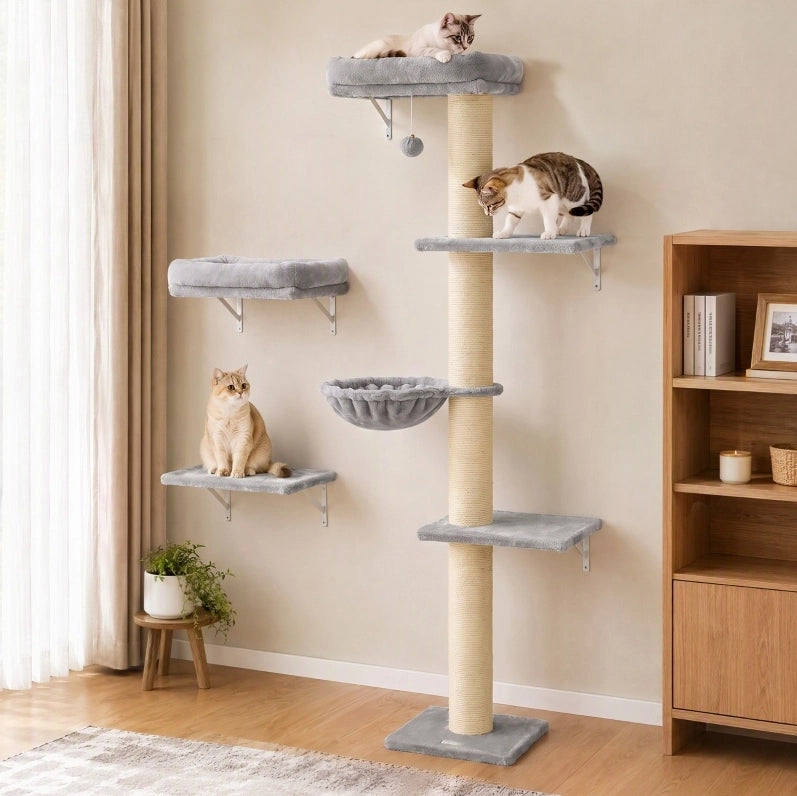 Set da parete per gatti con amaca, piattaforme e tiragraffi