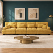 DIVANO Modulare 406x77x81 cm in ciniglia gialla con seduta profonda