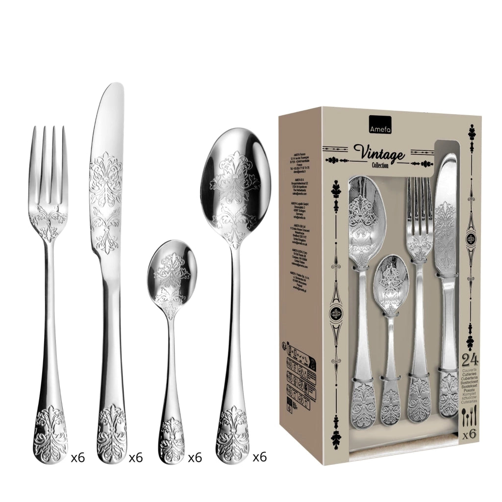 Set di posate da 24 pezzi per 6 persone – Cerimonia – Acciaio inossidabile 18/0, lucidatura a specchio