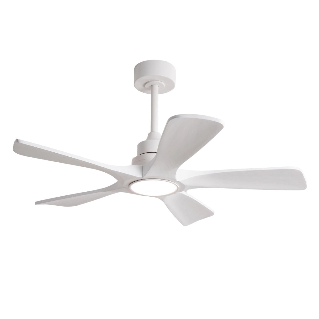 Ventilatore da soffitto bianco con luce e telecomando, 6 velocità