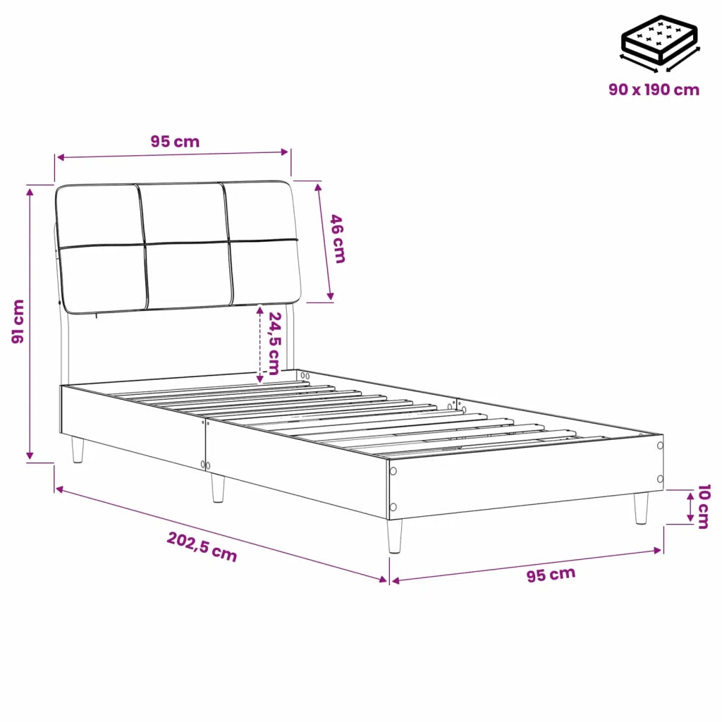 Letto singolo con testiera Legno vecchio e grigio scuro 8003467