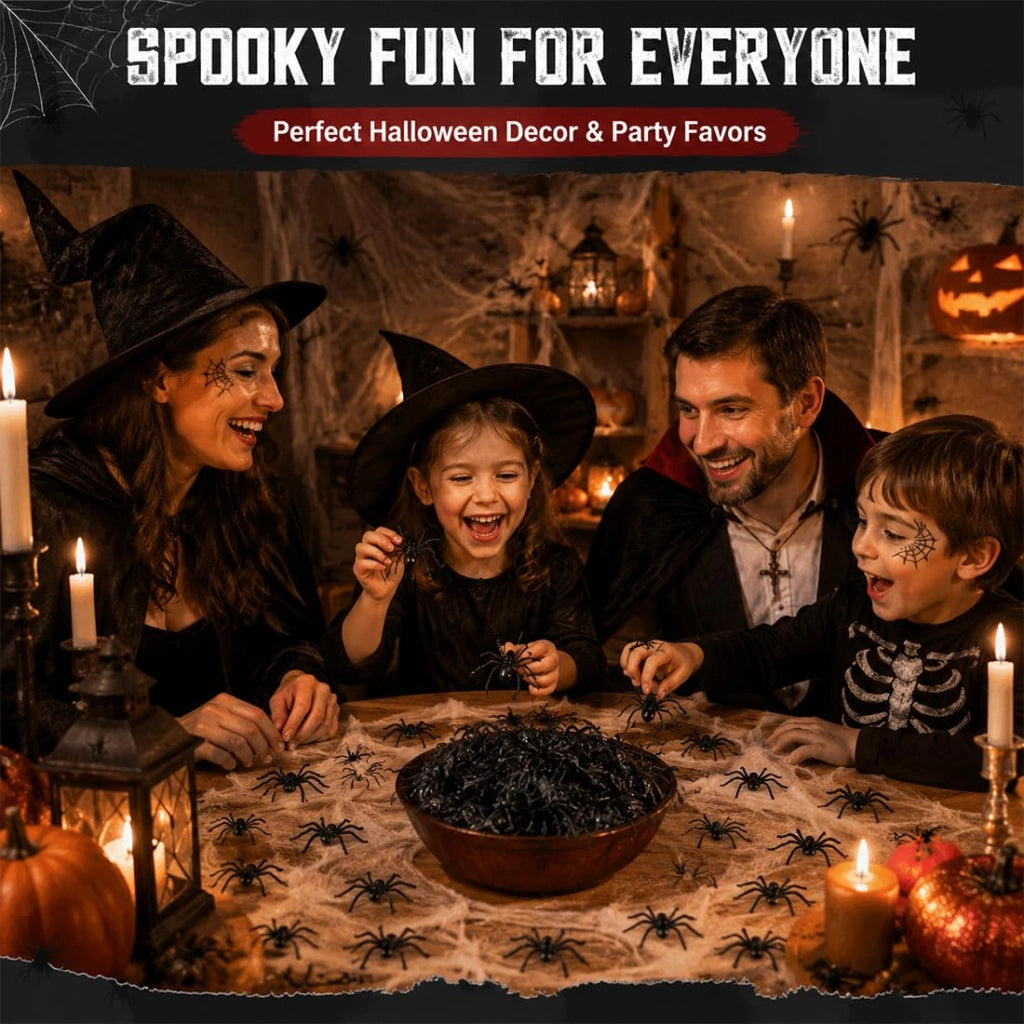 100 ragni in plastica realistica per la decorazione di Halloween