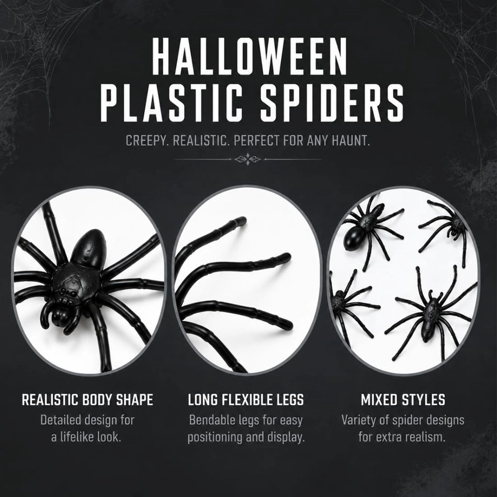 100 ragni in plastica realistica per la decorazione di Halloween