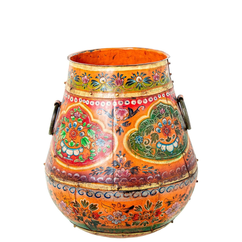 Vaso in metallo, dipinto a mano, multicolore, 35x35x48 cm