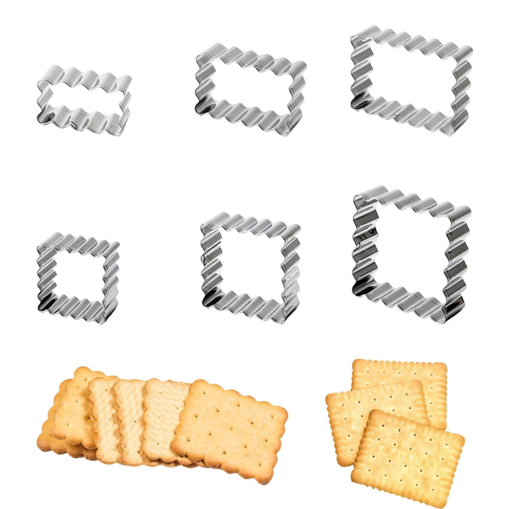 Set di 6 formine per biscotti in acciaio inossidabile, rettangolari e quadrate