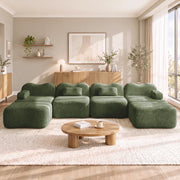Divano modulare angolare in velluto verde 384×167×70 cm